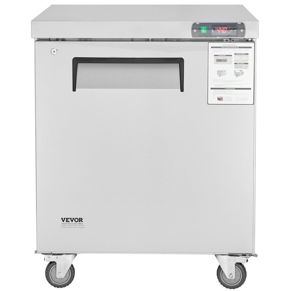 VEVOR 28" Commercial Frozen Refrigerator Prep Table in Stainless Steel