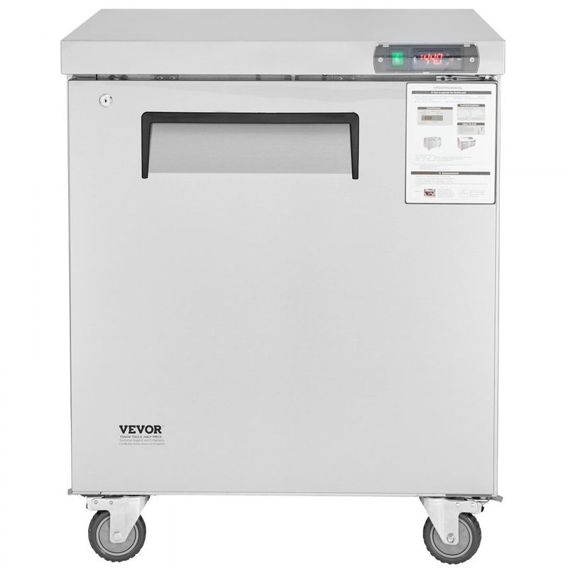 VEVOR 28" Commercial Frozen Refrigerator Prep Table in Stainless Steel
