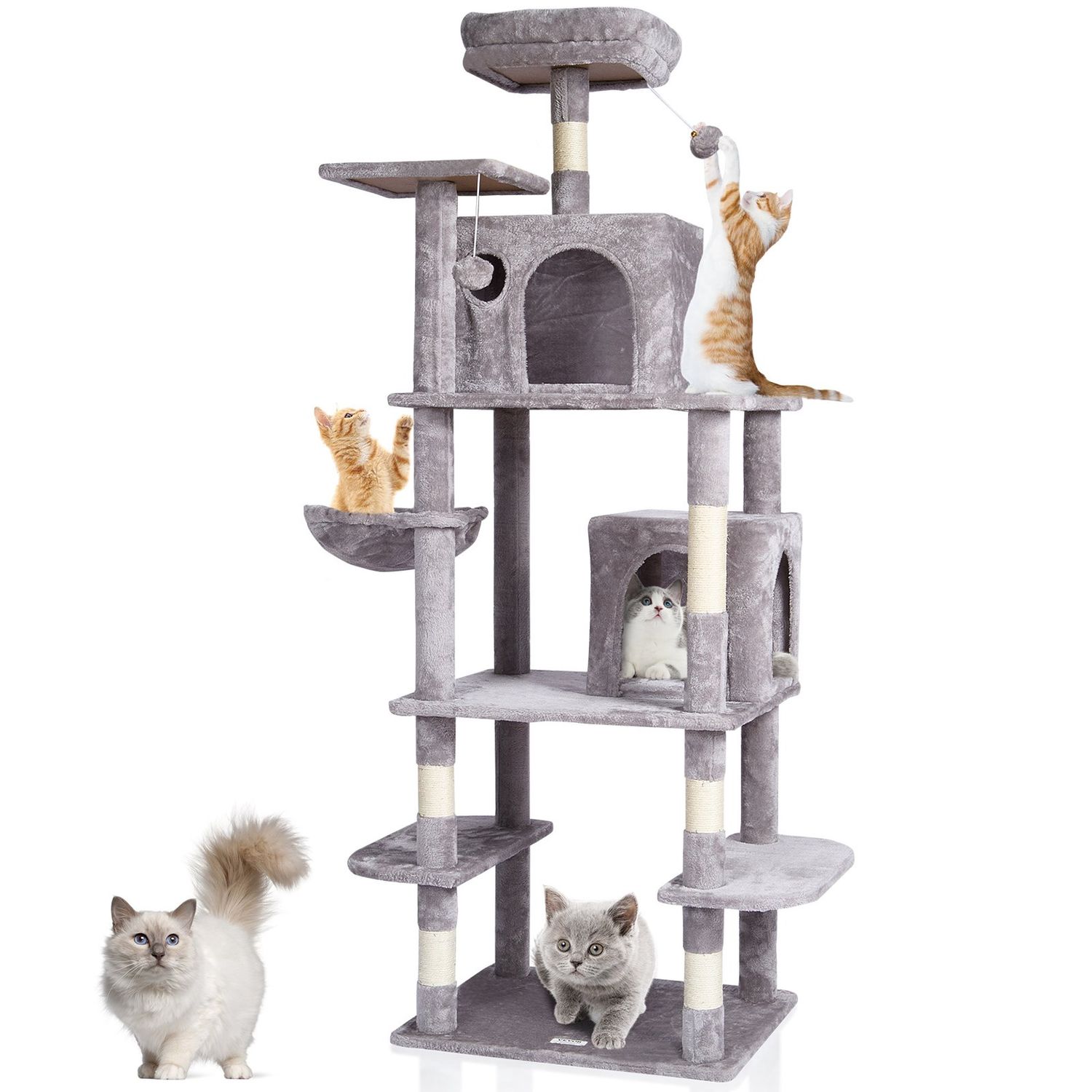 VEVOR 68.5" Cat Tree Indoor Tower with 2 Condos and Sisal Posts