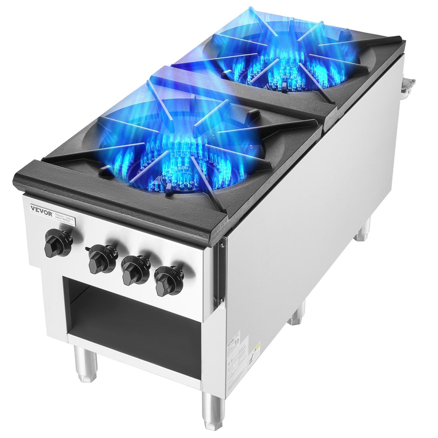 VEVOR Commercial 2 Burner Gas Stove in Stainless Steel