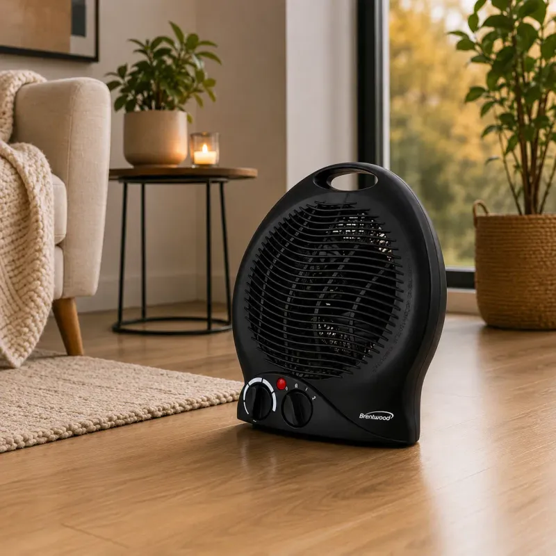 Brentwood 2-in-1 Portable Electric Space Heater and Fan, 1500W/750W, 5,000 BTU, 3 Settings, Adjustable Thermostat, White (H-F302W)
