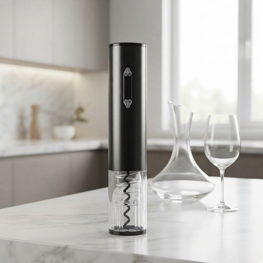 Brentwood Portable Electric Wine Bottle Opener with Foil Cutter, Opens Up to 80 Bottles in 4 Seconds, Blue LED Indicator, Black (WA-2004BK)
