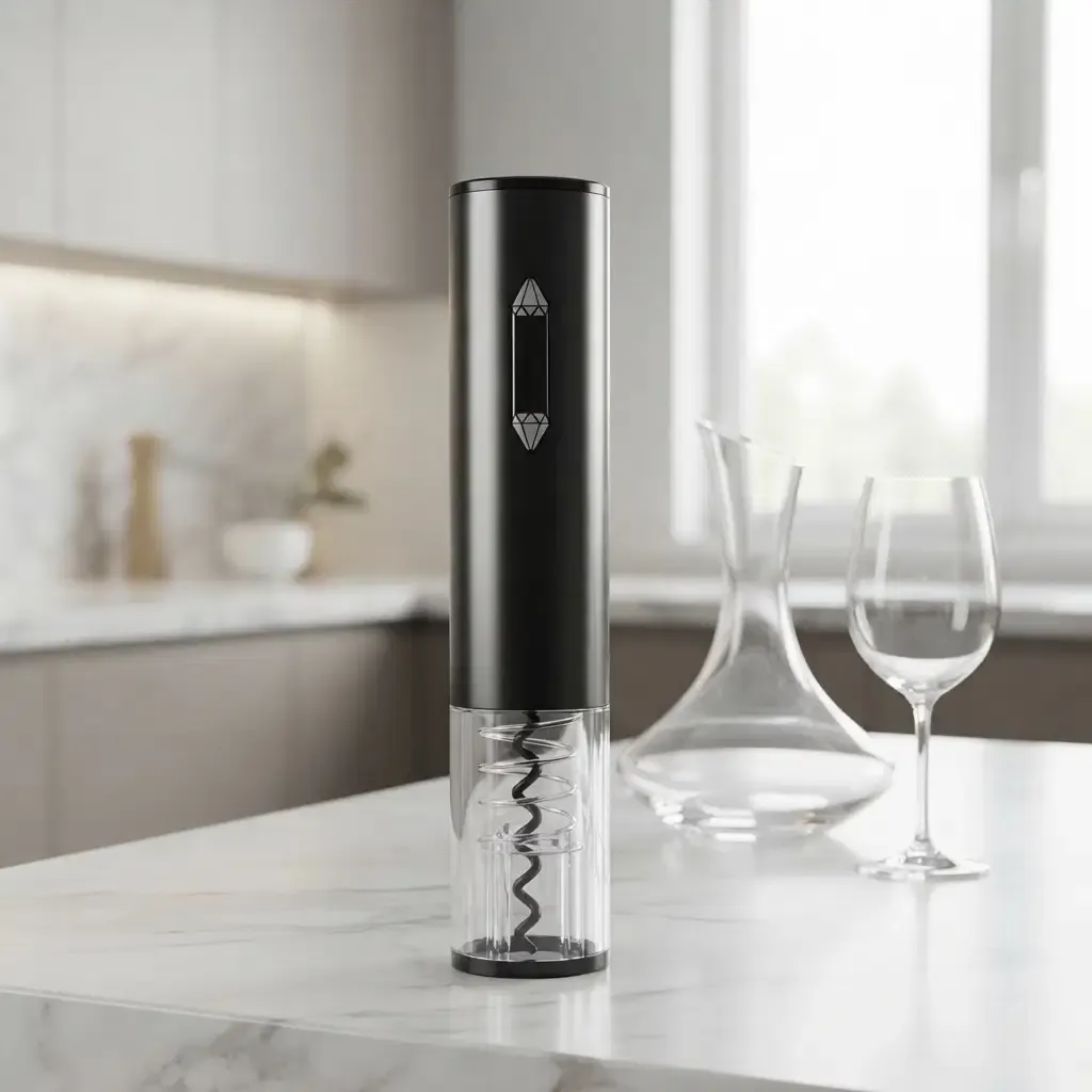 Brentwood Portable Electric Wine Bottle Opener with Foil Cutter, Opens Up to 80 Bottles in 4 Seconds, Blue LED Indicator, Black (WA-2004BK)