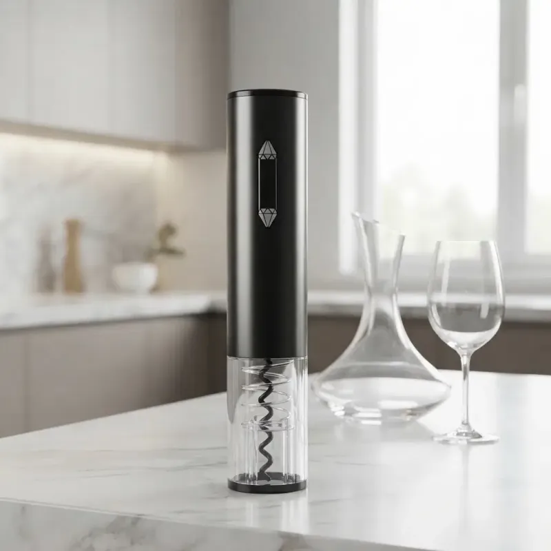 Brentwood Portable Electric Wine Bottle Opener with Foil Cutter, Opens Up to 80 Bottles in 4 Seconds, Blue LED Indicator, Black (WA-2004BK)
