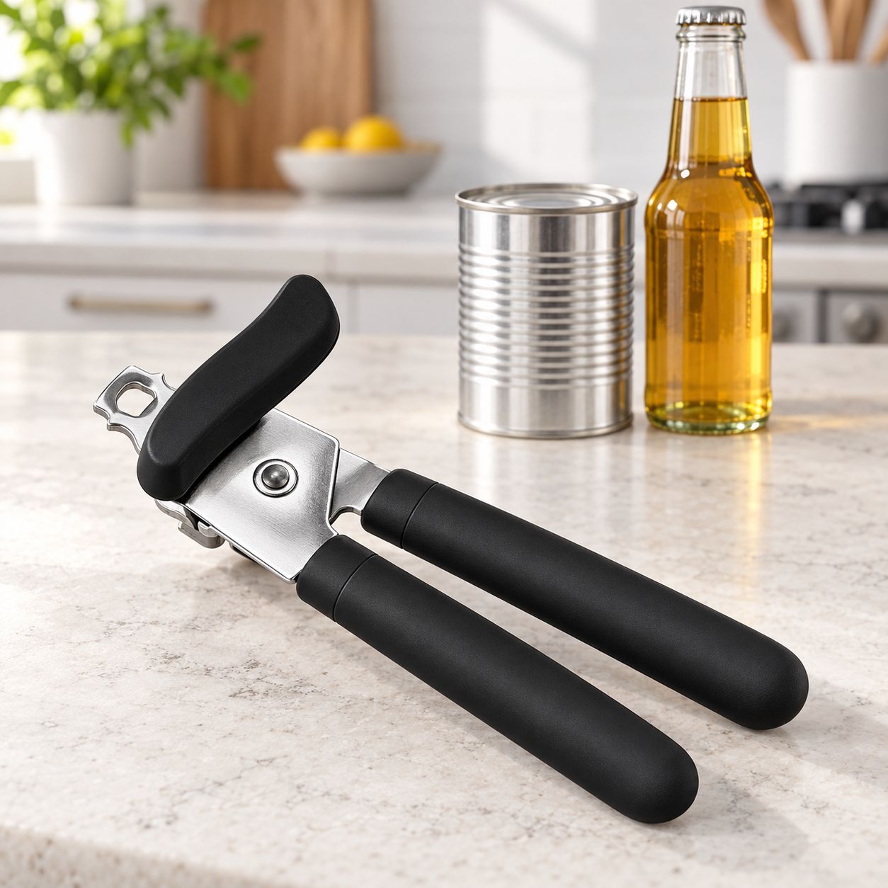 BENE CASA Stainless Steel Bottle Opener with Black Handle  BC-99818