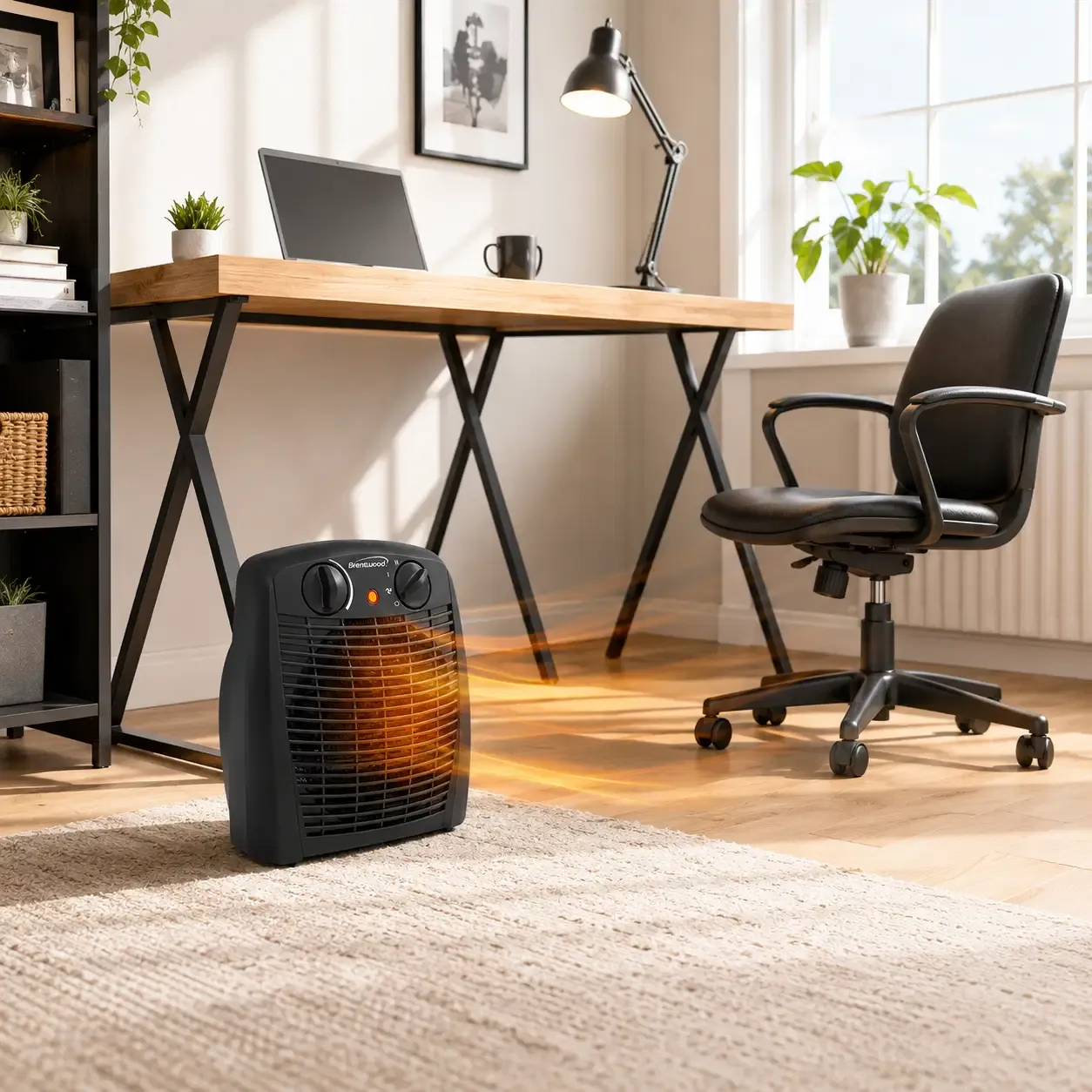 Brentwood Portable Electric Space Heater and Fan, 1500W/750W, 5,000 BTU, Heats Up to 300 Sq. Ft., Black (H-F305BK)