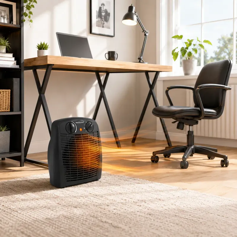Brentwood Portable Electric Space Heater and Fan, 1500W/750W, 5,000 BTU, Heats Up to 300 Sq. Ft., Black (H-F305BK)