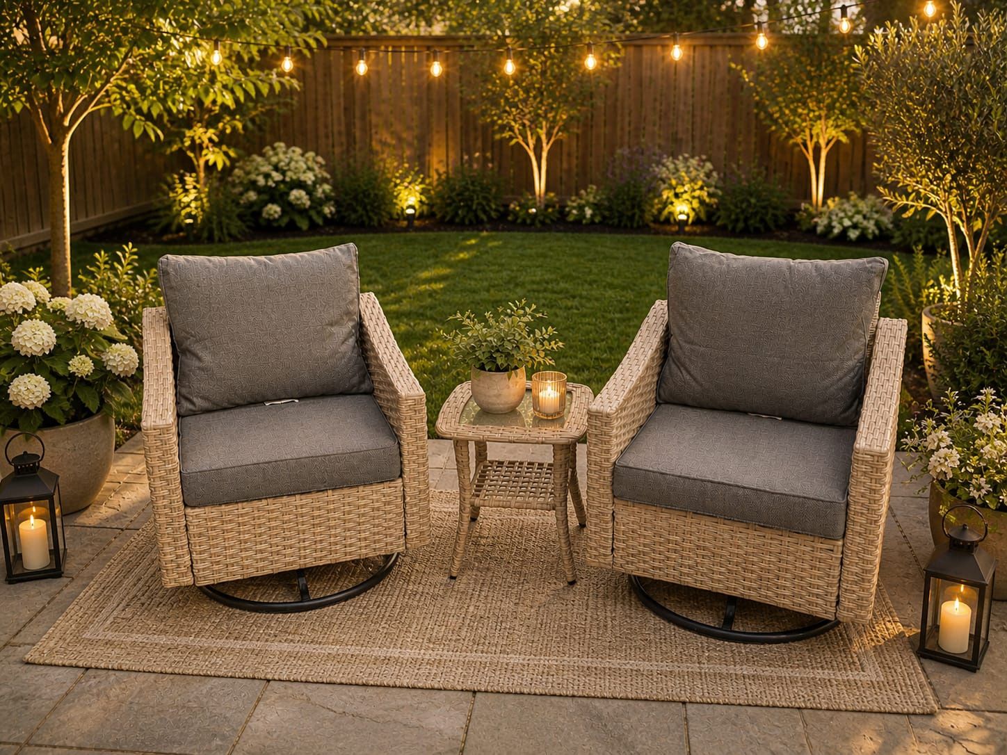 Lanie 3 Piece Patio Set, Color: Khaki &amp; DarkGrey