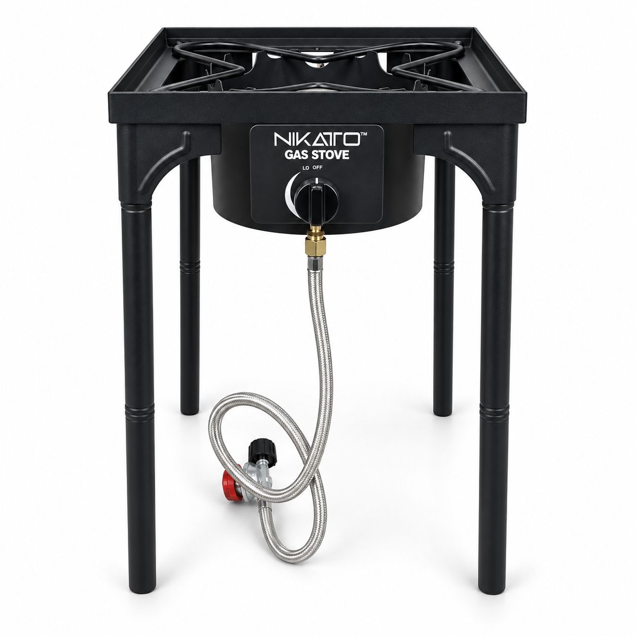 NIKATO OUTDOOR GAS STOVE WITH REGULATOR – PROPANE OUTDOOR COOKING STOVE WITH GAS REGULATOR  (MODELS:  NIK-HT-0038  / NIK-HT-0039  / NIK-C-5001 ), Size: Single Burner