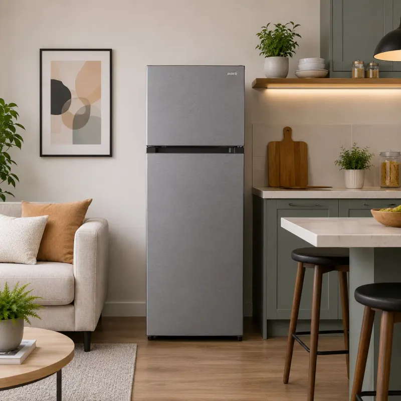 Avanti Apartment Refrigerator, Frost-Free Garage Ready, 14.6 Cu. Ft. Top Freezer, Stainless Steel (AVFF146DLJ0SS)