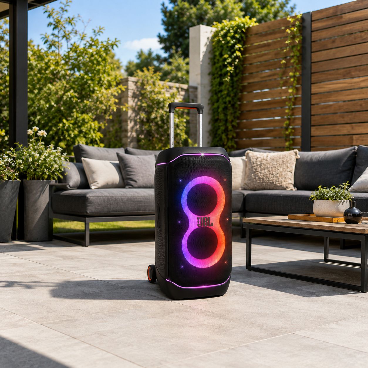 JBL PartyBox Stage 320 Portable Bluetooth Party Speaker – 240W RMS JBL Pro Sound, IPX4 Splash-Resistant, 18-Hour Battery, Black