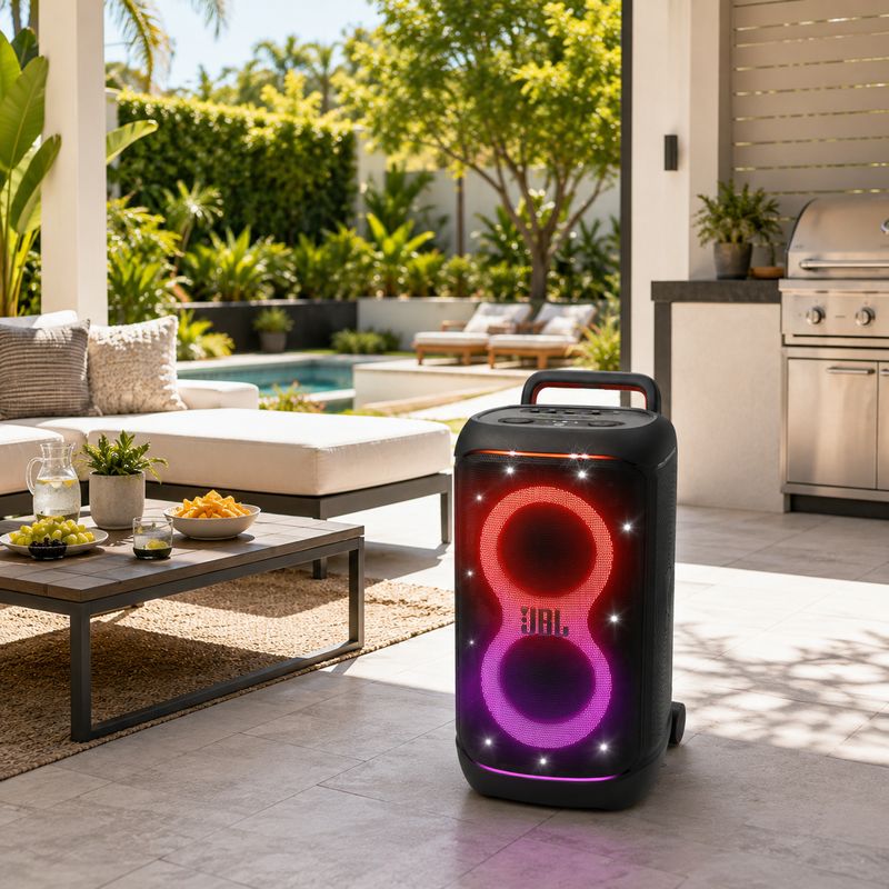 JBL PartyBox 520 Portable Bluetooth Party Speaker with Lightshow, 400W RMS, IPX4 Splashproof, Black (JBLPARTYBOX520AM)