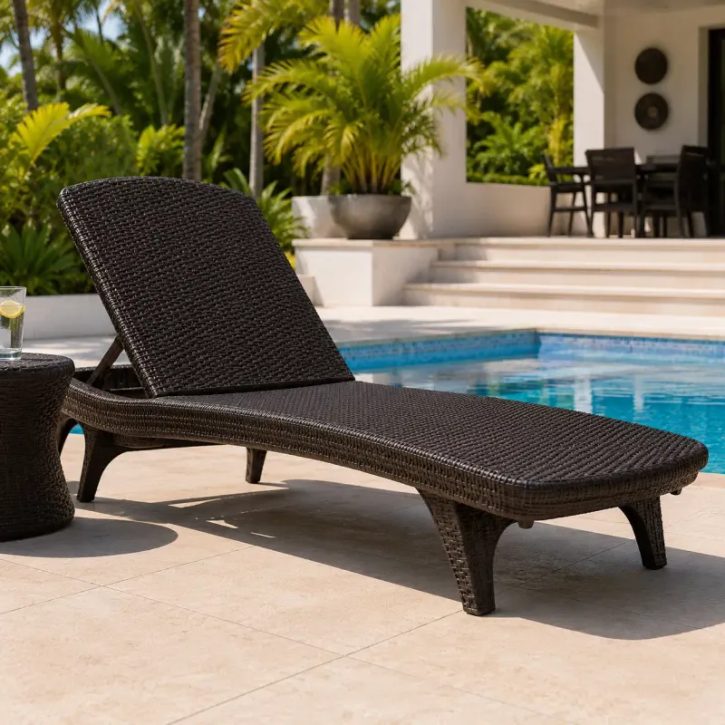 SANCHIA Solarium Rattan-Look Outdoor Chaise Lounge Sun Lounger  (10772 Expresso &amp; 12002 white)