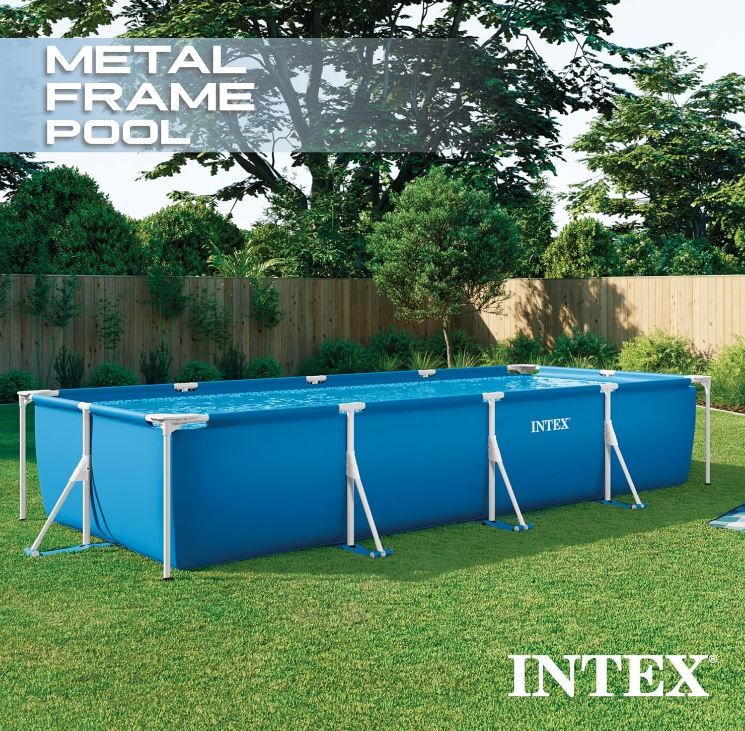 Intex 28279EH 14.9 ft x 7.2 ft x 33 in Metal Frame Rectangular Above-Ground Pool with Filter Pump
