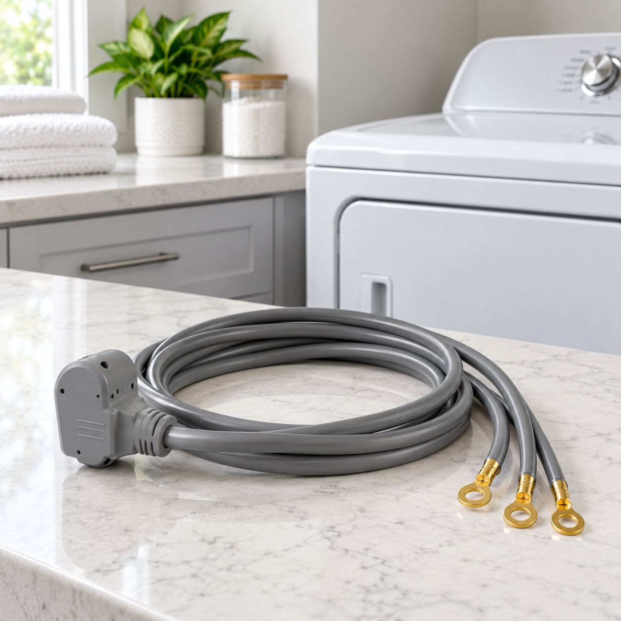 SMART CHOICE 6-Foot 30-Amp 3-Wire Electric Dryer Power Cord, 3-Prong Right-Angle Plug, Black, 5304492440