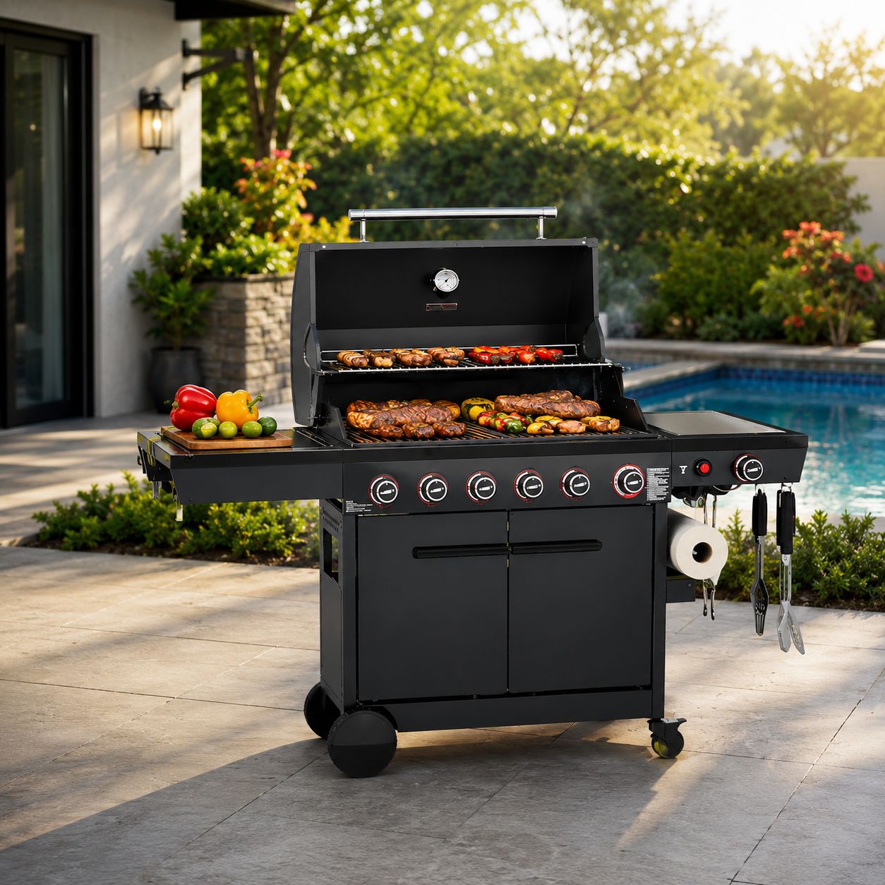 Royal Gourmet 6-Burner Gas Grill with 72,000 BTU, 691 Sq. In. Cooking Area &amp; Side Burner in Black (GE6001H)