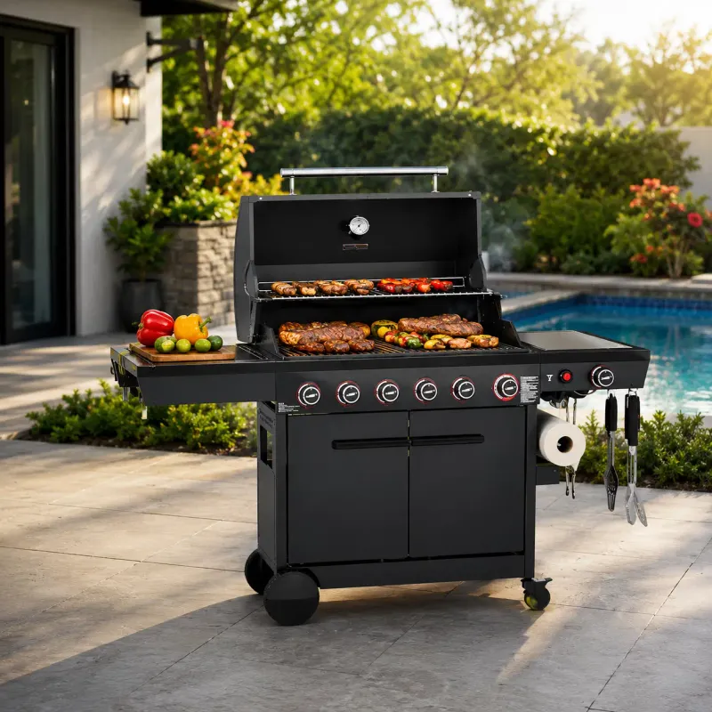 Royal Gourmet 6-Burner Gas Grill with 72,000 BTU, 691 Sq. In. Cooking Area &amp; Side Burner in Black (GE6001H)
