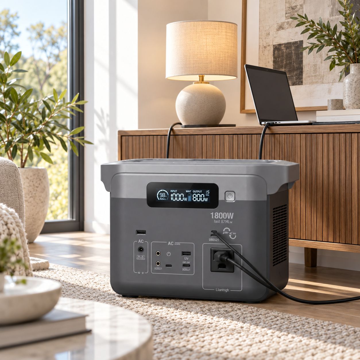KEPLER 1536Wh LiFePO4 Portable Power Station with 1800W Continuous Output, 3000W Peak Power and Fast Solar Charging, Gray – 780001