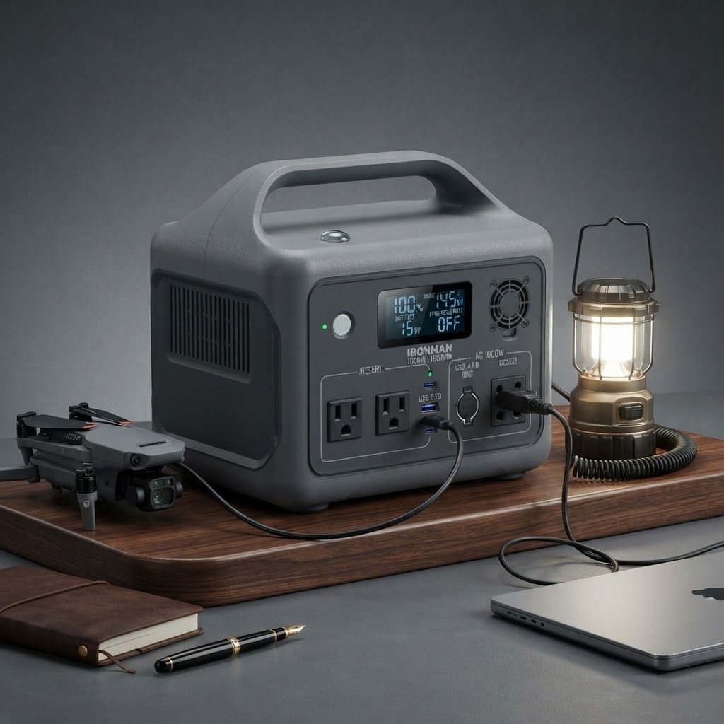 IRONMAN PPS 1024Wh LiFePO4 Portable Power Station with 1000W Continuous Output, 2000W Peak Power and Solar Charging, Gray – 780019