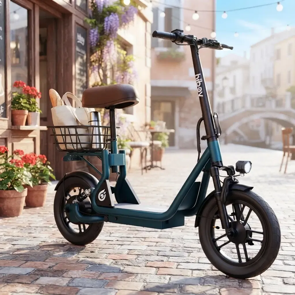 Hiboy Q2 Electric Seat Scooter with 500W Motor, 20 MPH, 22-Mile Range, 14-Inch Pneumatic Tires, Green (Q2)