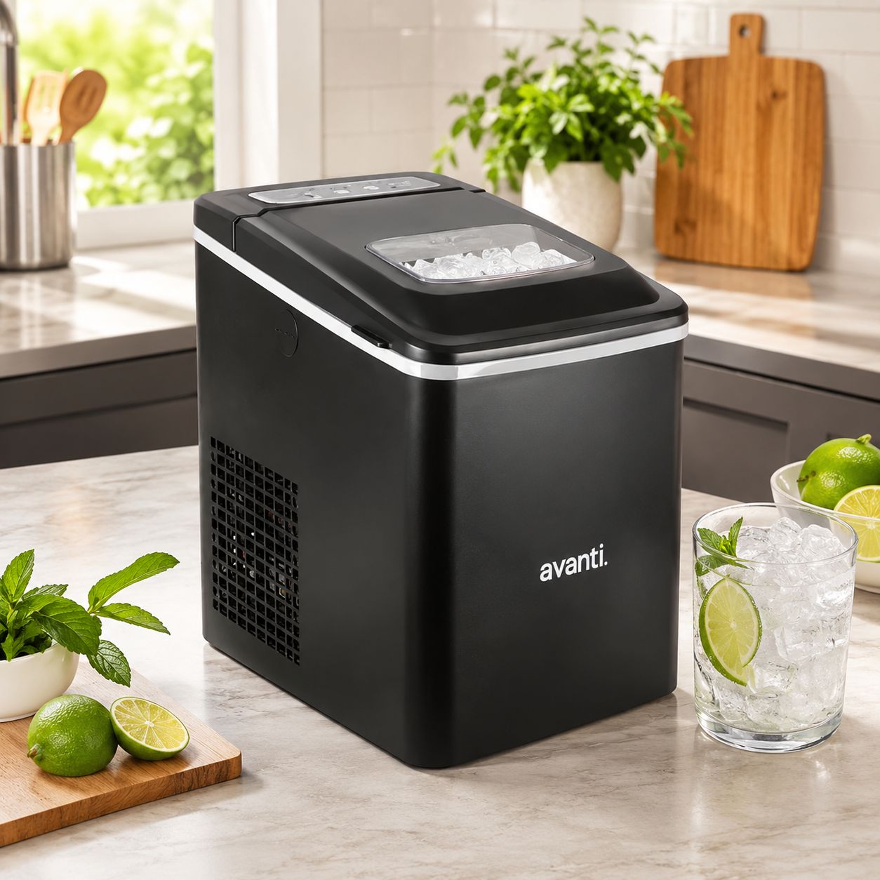 Avanti Countertop Bullet Ice Maker – 26 Lb Daily Ice Production, Fast 6-Minute Cycle, Digital Touch Controls, Self-Cleaning, Black (AVIM2625BK)