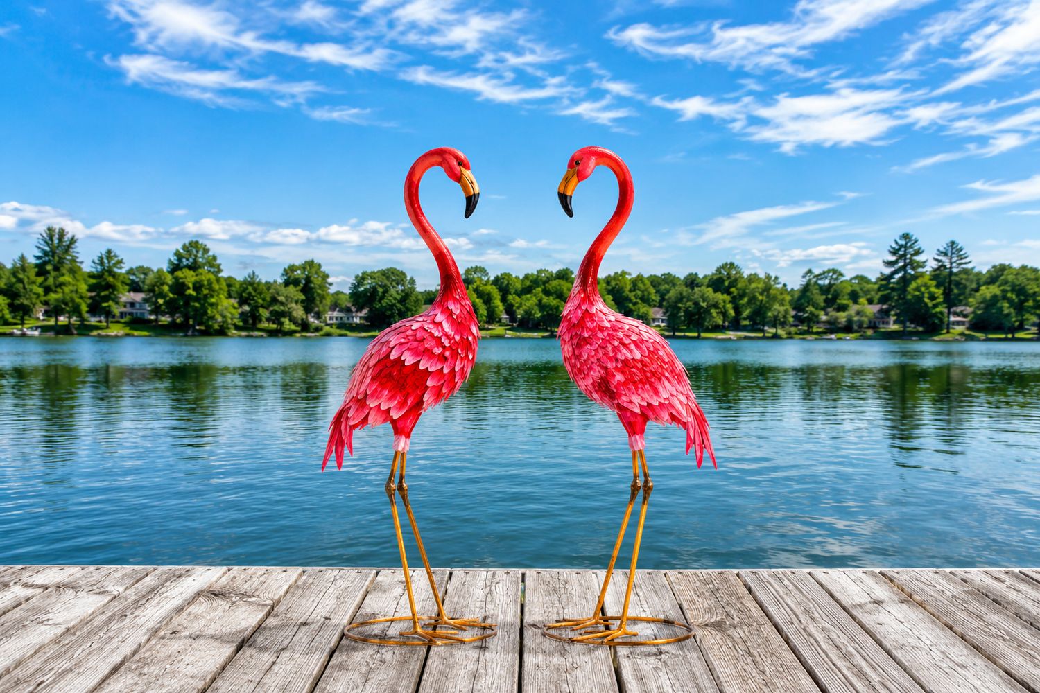 Costway 2-Piece Flamingo Garden Statue Set – Rust-Resistant Metal, Water-Resistant Outdoor Decor (GT4119)