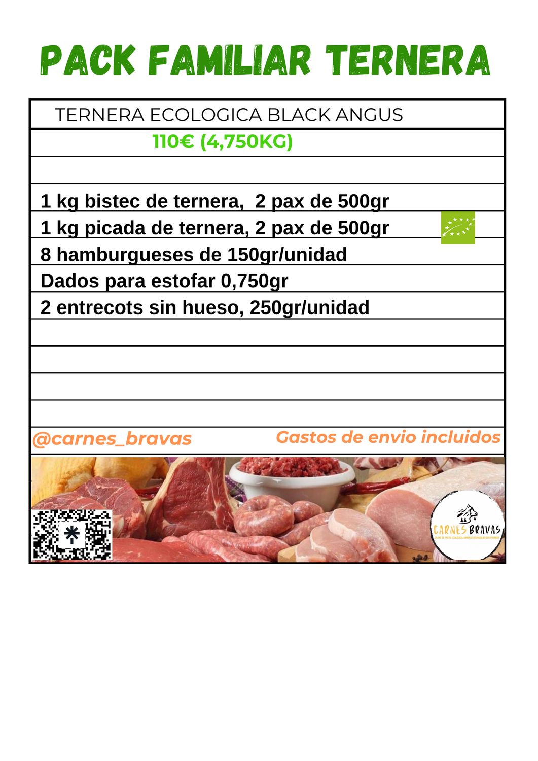 Pack Familiar Ternera Ecológica Black Angus