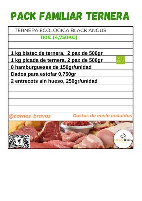 Pack Familiar Ternera Ecológica Black Angus