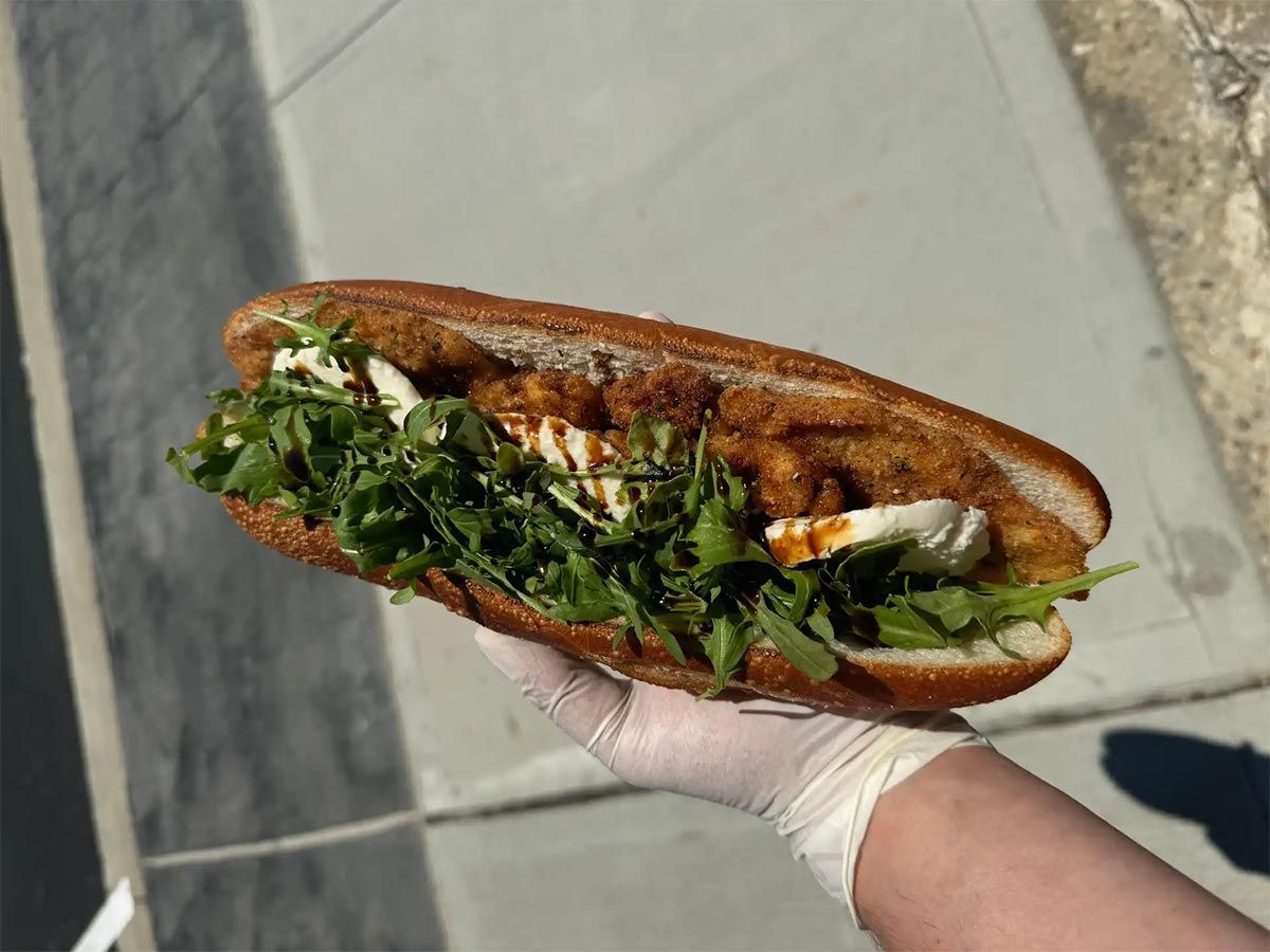Chicken cutlet arugula hero