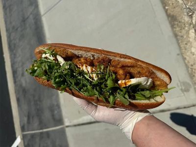 Chicken cutlet arugula hero