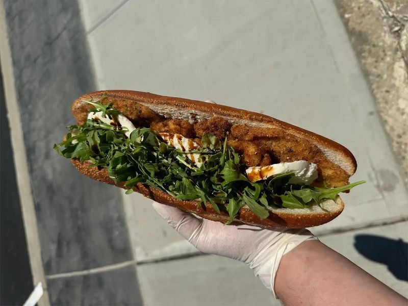 Chicken cutlet arugula hero