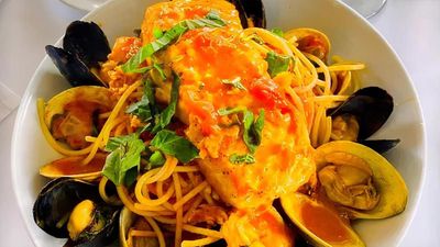 Gluten Free Halibut Marechiara, GLUTEN FREE spaghetti