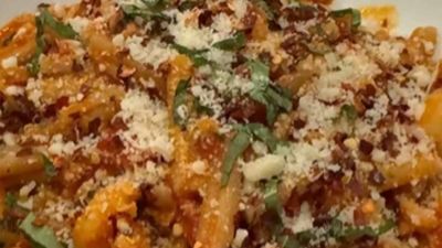 Gluten Free Casserece pasta with shrimp and clams