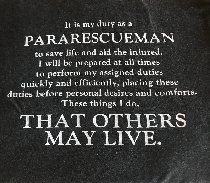 Black tee w/ Pararescue Creed