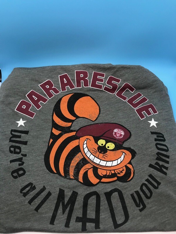 pja/ T-Shirt Green with USAF PJ  Left chest. Pararescue “We're All MAD You Know” on back