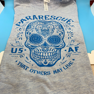 pja/ T-Shirt Light Blue Ladies, Pararescue With Skull