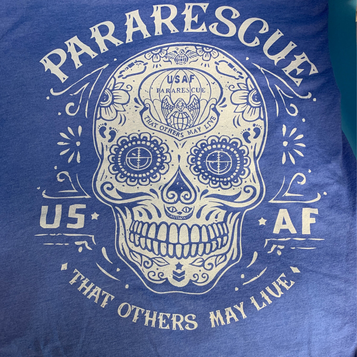 pja/ T-Shirt Carolina Blue Short Sleeve with Skull Design
