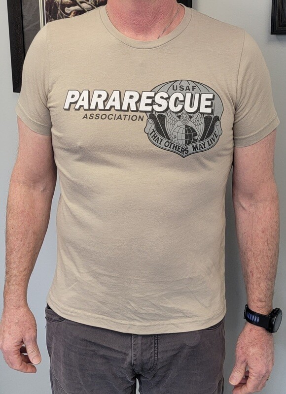 Tan tee w/ Pararescue Creed