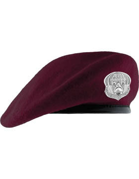 pja/ Beret, Maroon (Lined w/Leather band) & PJ Flash
