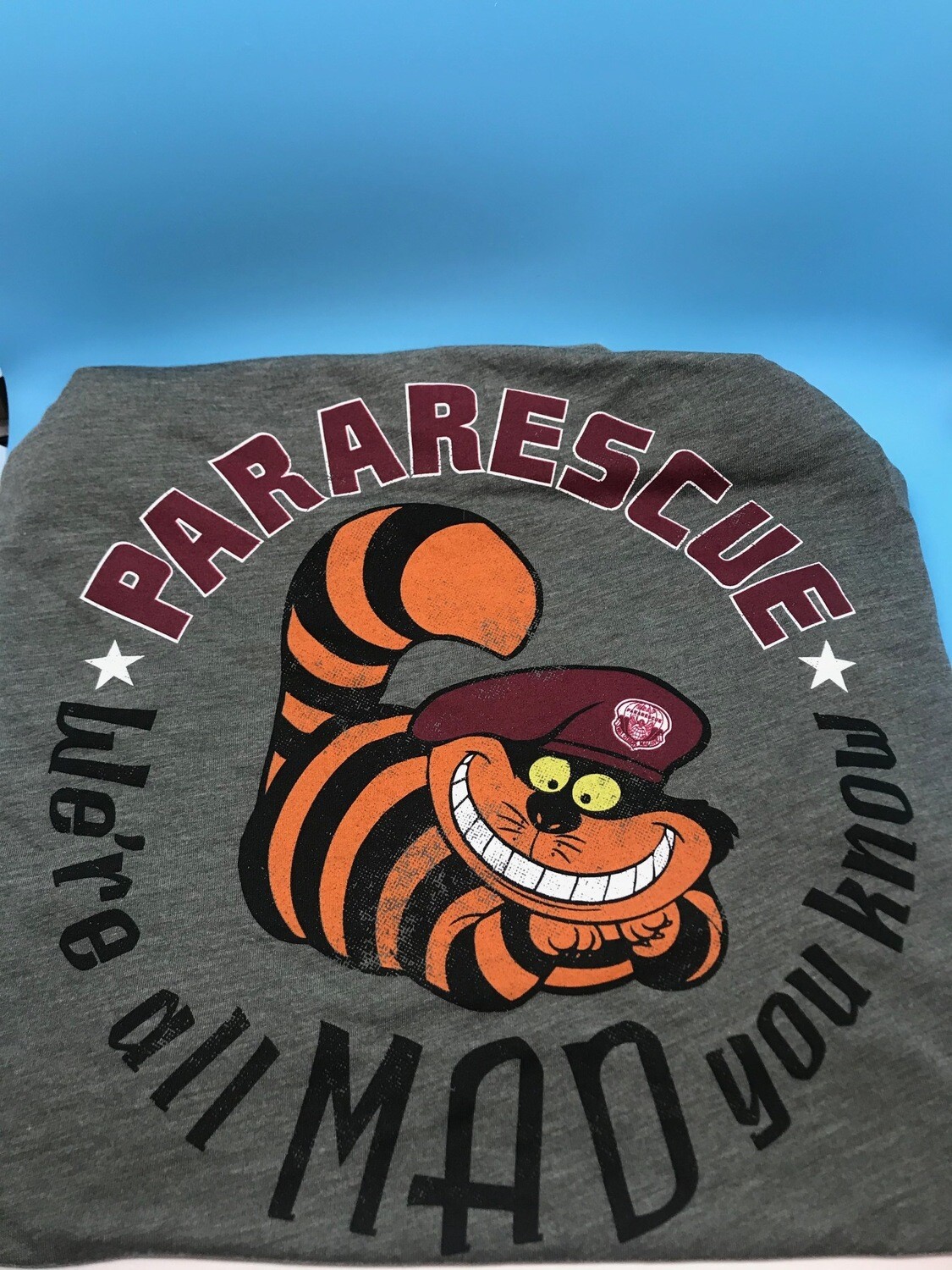 pja/ T-Shirt Green with USAF PJ  Left chest. Pararescue “We're All MAD You Know” on back
