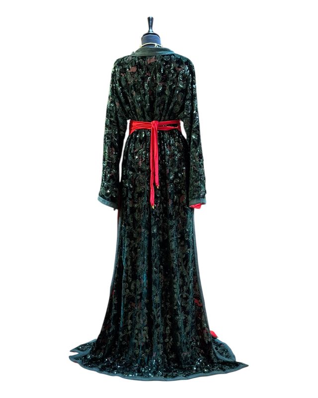 Takchita Velours Vert "Jardin de Meknès"