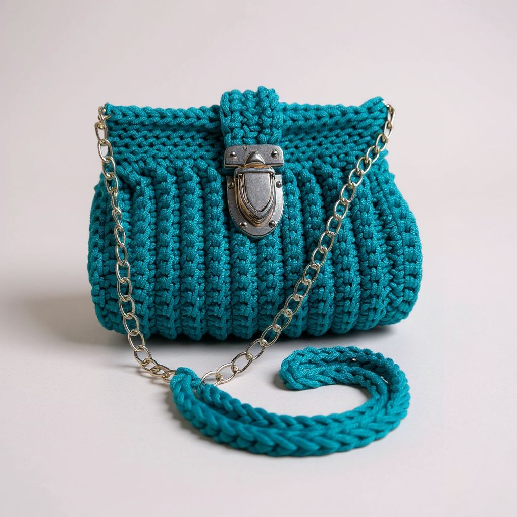 Sac crochet bandoulière vert émeraude – Artisanat marocain