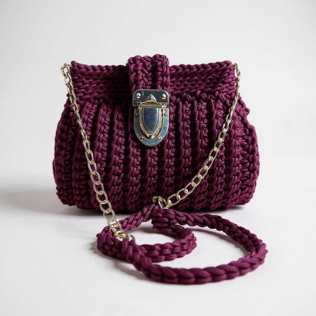 Sac crochet artisanal bordeaux – Fait main au Maroc
