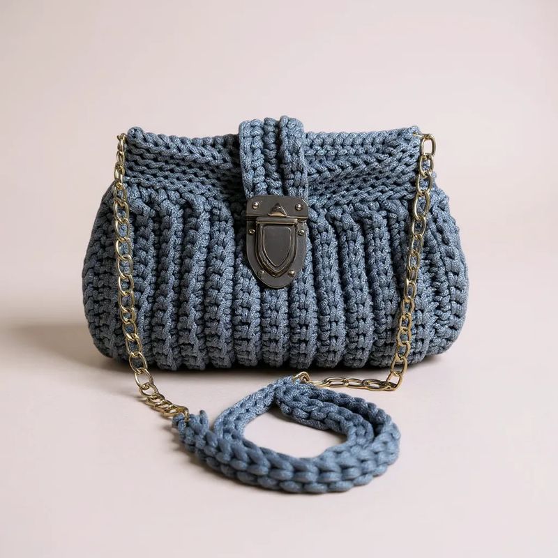 Sac bandoulière crochet gris clair – Artisanat fait main