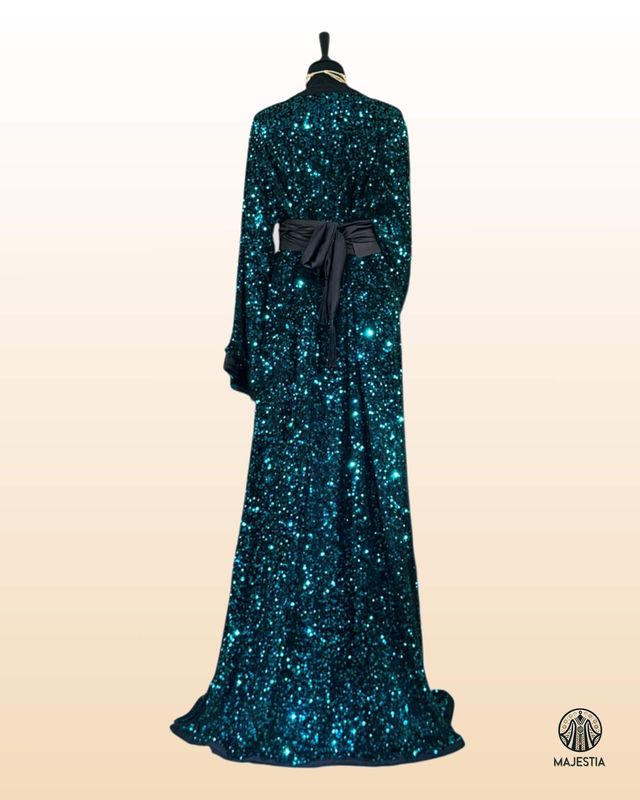 Caftan Noir Sequins Vert