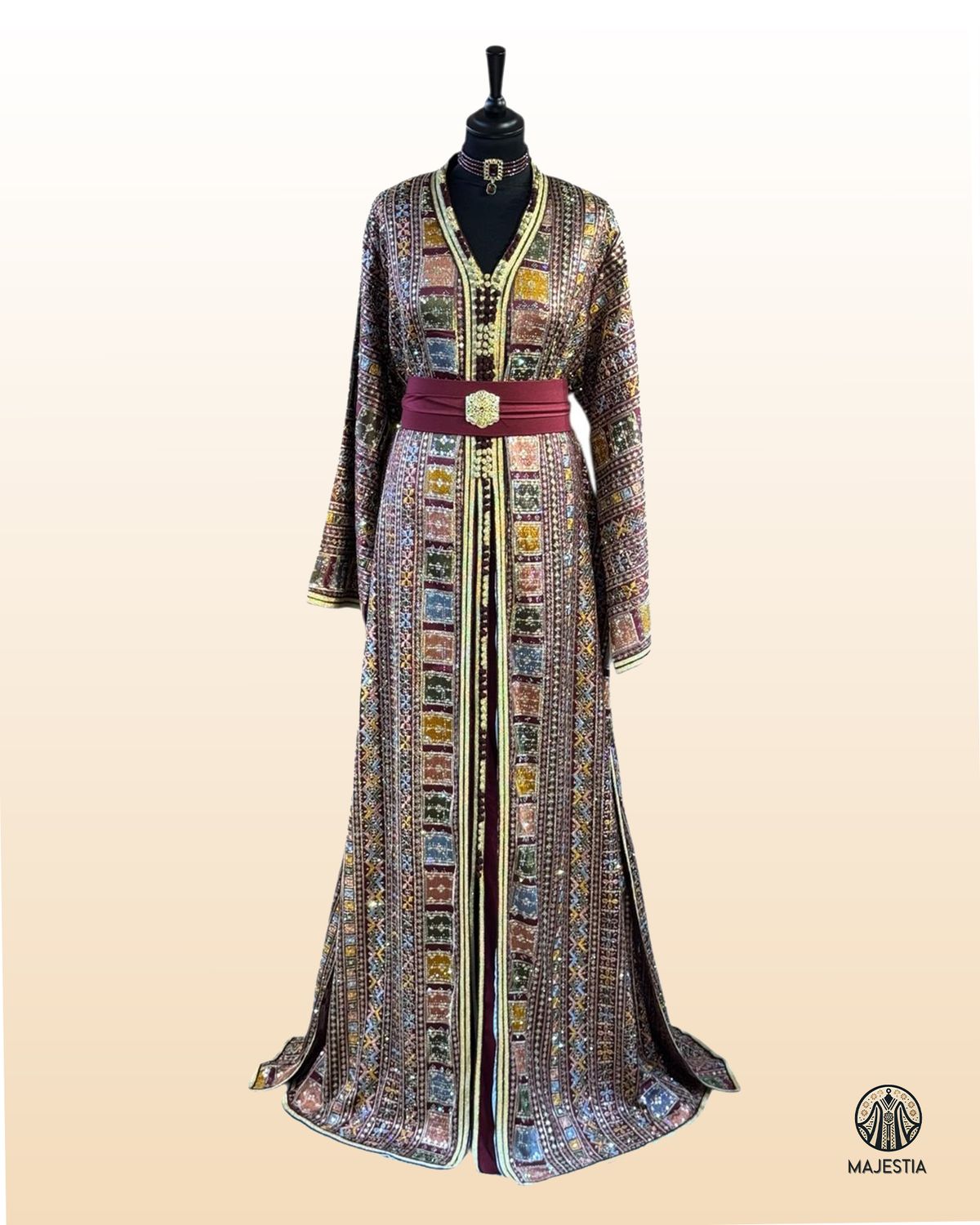 Takchita Sari Hindi Bordeaux "Pétale de Goa"