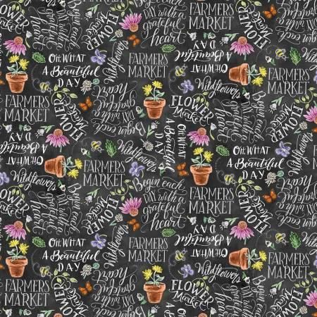 Flower Market Beautiful Day Black 11823-BLAC