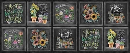Flower Market Panel Black 11826-BLAC