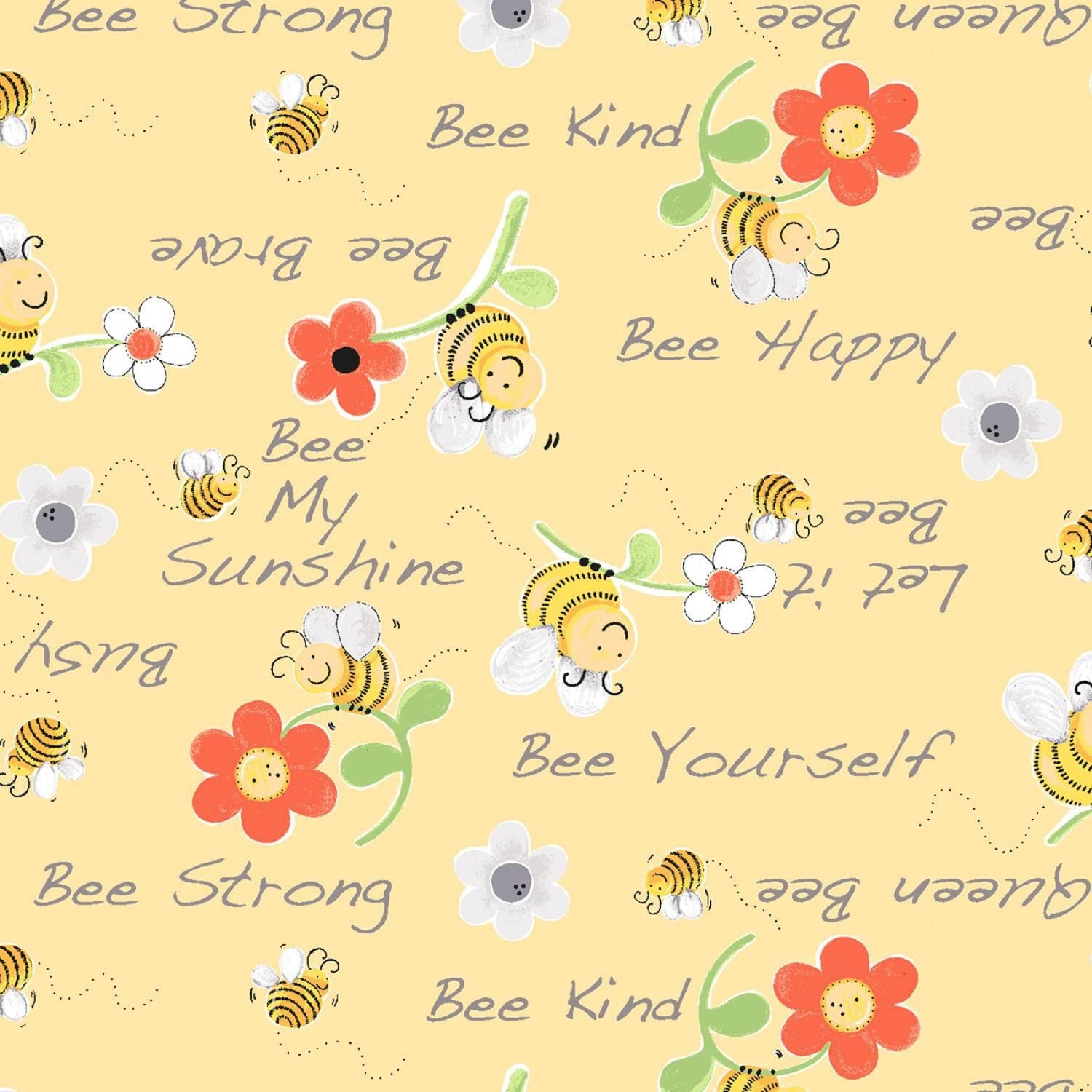 Susybee Yellow Bee Words Floral 20362-310