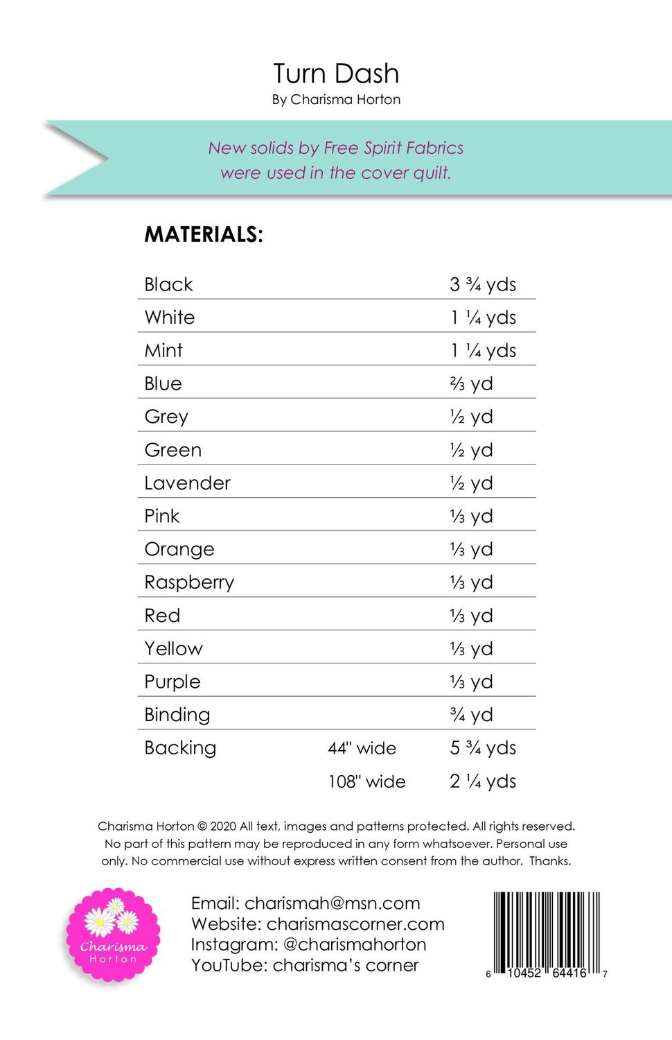 Turn Dash Quilt Pattern CH-274